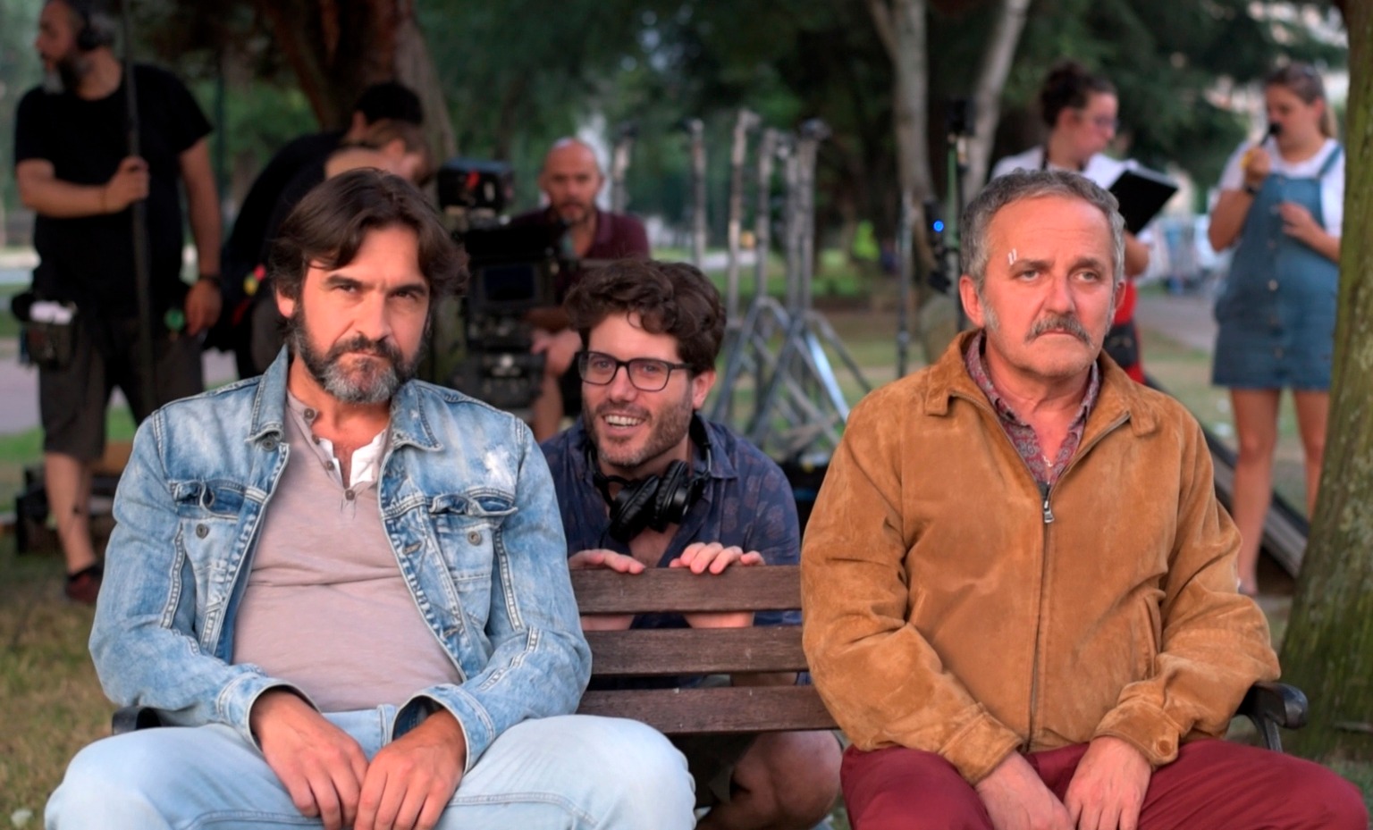 Pedro Sancho xunto a Francisco José Paredes e Antonio Durán 'Morris' na rodaxe